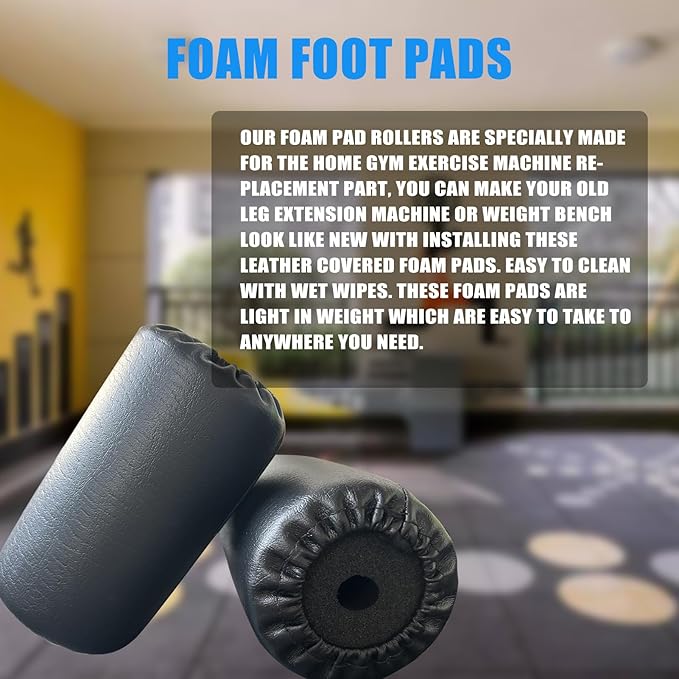 High Density Foam Roller, Replacement Foam Foot Pads for Home Gym Exercise Machines Equipments, Weight Bench Leg Extension Curl Attachment (Leather 7‘’)-StrideForce Fitness