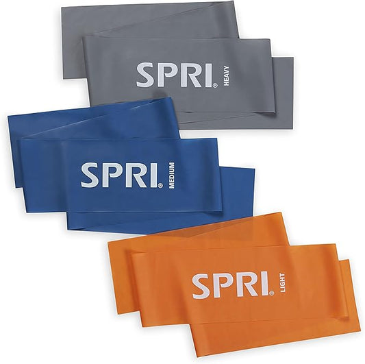SPRI Flat Bands 3-Pack - Resistance Band Kit Set with 3 Levels of Resistance - Exercise Bands for Strength Training, Flexibility, & Body Workout - Versatile Fitness Tool - Light, Medium, and Heavy-StrideForce Fitness