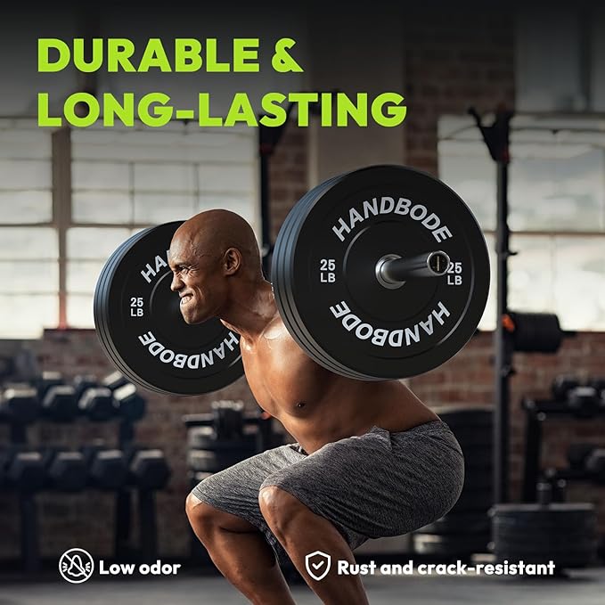 Bumper Plates 2 - Inch Olympic Weight Plate Set for Barbell, 10-55 lb Rubber Weights Sets for Home Gym, Strength Training Plate, Weight Lifting, Black-StrideForce Fitness