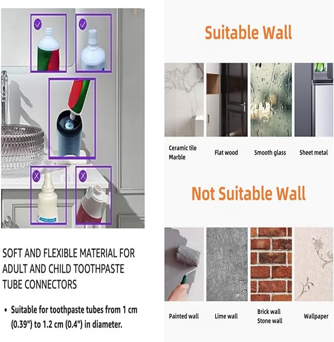 No-Drill Wall Mounted Toothbrush Holder, Bathroom Shelf, with 1 Automatic Toothpaste Dispenser 8 Brush Hooks Cups 1 Cosmetic Drawer Organizer and Large Storage (1 Dispenser + 4 Cups)