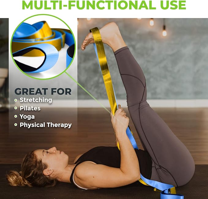 Gradient Fitness Stretching Strap for Physical Therapy 12 Multi-Loop 1.5" W 8' L,