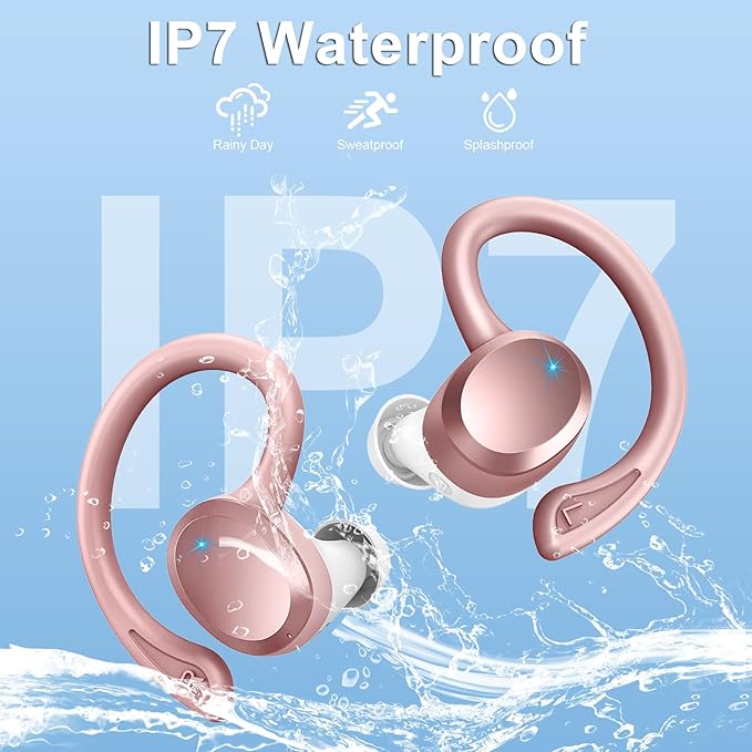 Wireless Earbuds Sport Bluetooth Headphones 5.4, 2025 Bluetooth Earbuds 4 HD Mic, Over-Ear Buds with Earhooks ENC Noise Canceling Earphones, 48Hrs Stereo, IP7 Waterproof Headset for Workout/Running-StrideForce Fitness