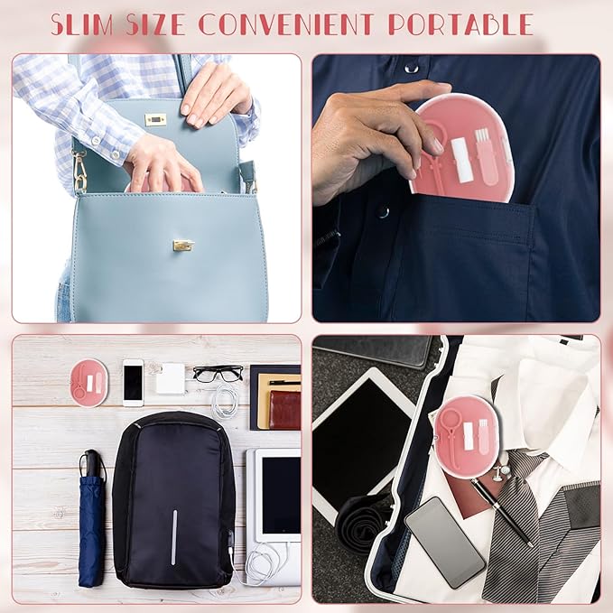 Double Layer Retainer Case Portable Aligner Case for Orthodontics Build In Mirror With Removal Tool,Chewies&Cleaning Brush Kit