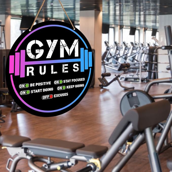 HSNBT Gym Signs Wall Decor, Home Gym Motivational Wall Decor Gym Hanging Signs Decorations for Fitness Workout Room Gift for Woman Man Gym Enthusiast, Gym Rules-StrideForce Fitness