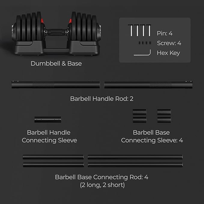 Yaheetech Adjustable Dumbbell Set Free Weight Dumbbells 40lbs/52.5lbs/90lbs Fast Adjust Dumbbells Dumbbell Weight Set, with Tray for Men/Women Strength Training Equipment-StrideForce Fitness