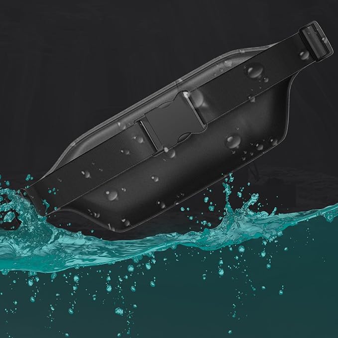 DRENCH 100% Underwater Waterproof Fanny Pack. Waist Pack. Submersible Waterproof Phone Pouch. Dry Bag for Swimming & Snorkelling. Underwater Phone case. (black with 2 rings)-StrideForce Fitness