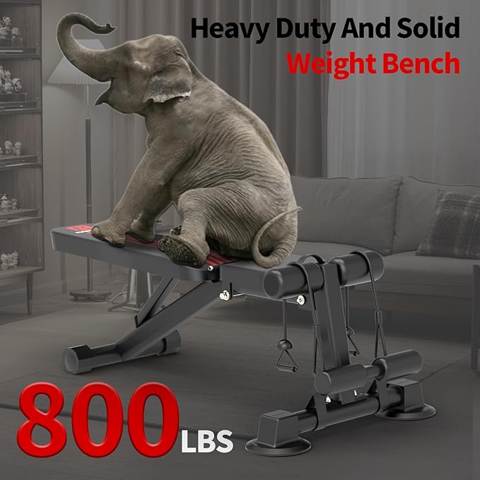 K KiNGKANG Adjustable Weight Bench 800LBS Load, 1 Second 9 Angles