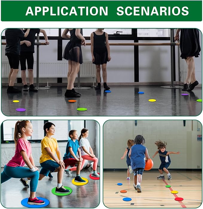 Spot Markers 4.72/9 Inch 12/24/36 Pcs Anti-Slip Agility Floor Markers,Colorful Flat Field Gym Classroom Floor Spots Set for Indoor Outdoor Soccer Basketball Sports Speed Training and Drills