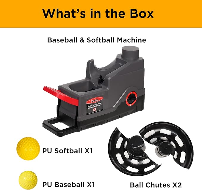 Furlihong 691BH Baseball Softball Toss Machine, Foot-Operated, No Power Needed, 4 Adjustable Gears, Includes 2 Ball Chutes, 1 PU Baseball & 1 PU Softball-StrideForce Fitness