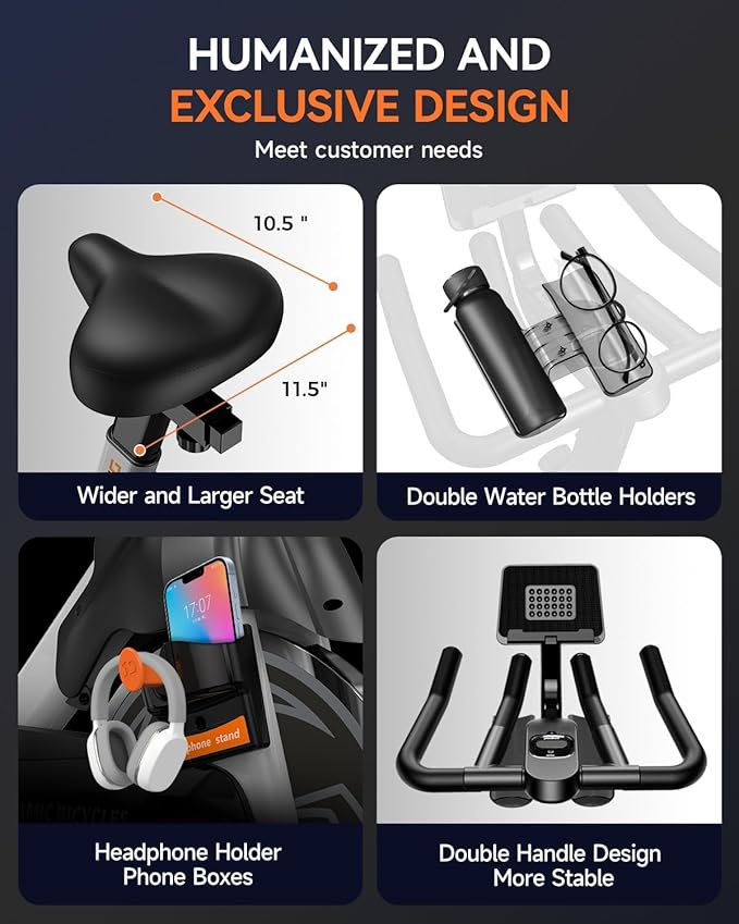 pooboo Exercise Bike, Adjustable Magnetic/Brake Pad Resistance Silent Belt Drive, Indoor Cycling Bike for Home Cardio, Fitness Stationary Bike with 350lbs/300lbs Weight Capacity &Upgraded Version Seat-StrideForce Fitness