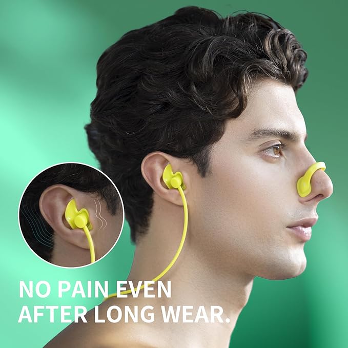 WATERTIME Waterproof Swimming Neckband Ear Plugs for Adults - Reusable Silicone Ear Plugs for Women & Men, Keep Ear Water Out for Swimming, Showering, Water Sports (Yellow, One Size)-StrideForce Fitness