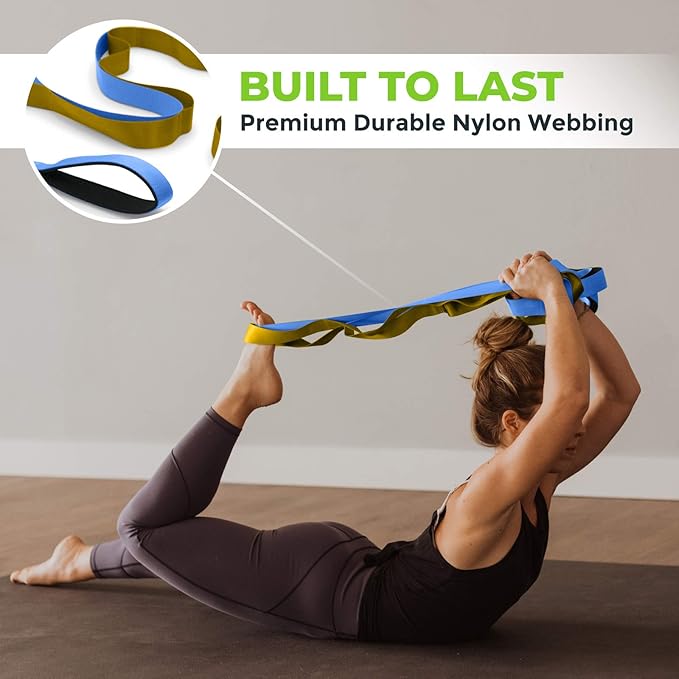 Gradient Fitness Stretching Strap for Physical Therapy 12 Multi-Loop 1.5" W 8' L,