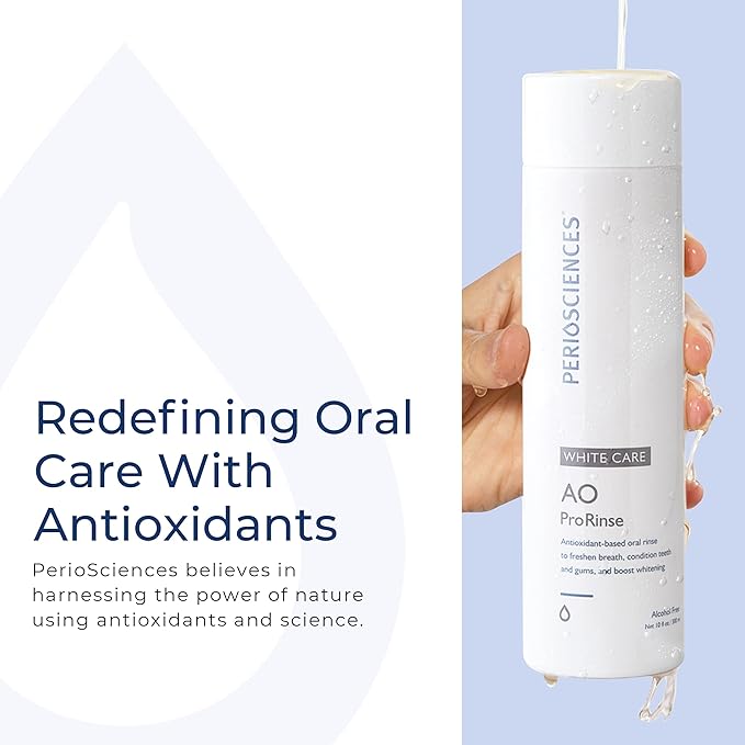 PerioSciences AO ProRinse White Care Whitening Mouthwash with Antioxidants – Oral Rinse for Gum Health, 10 Fl Oz / 300ml
