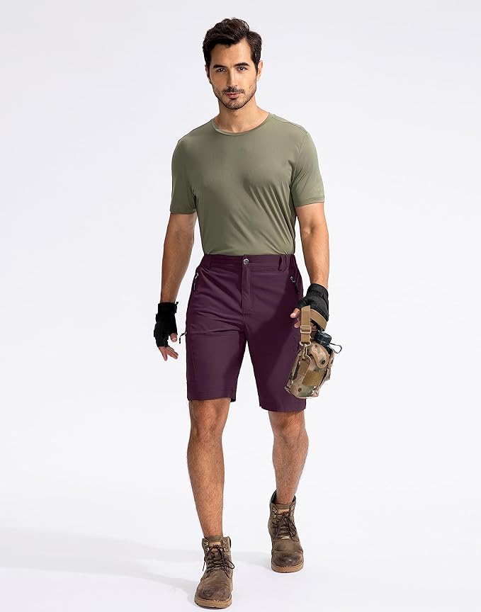 Pudolla Men's Hiking Cargo Shorts 9" Lightweight Outdoor Work Shorts for Men Travel Golf Camping Casual with 5 Zipper Pockets-StrideForce Fitness