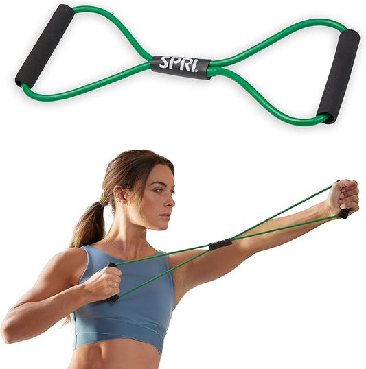 SPRI Ultra Toner Figure 8 Resistance Band with Padded Handles Great for Stretch, Exercise, Fitness Training, Yoga, Resistance Weights, Therapy, Gym or Home Workout Equipment.-StrideForce Fitness