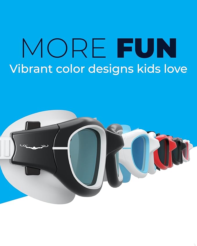 AqtivAqua Swimming Goggles for Kids, MINI-DX Wide View Swim Goggles for Kids Boys Girls, Anti Fog No Leaking-StrideForce Fitness