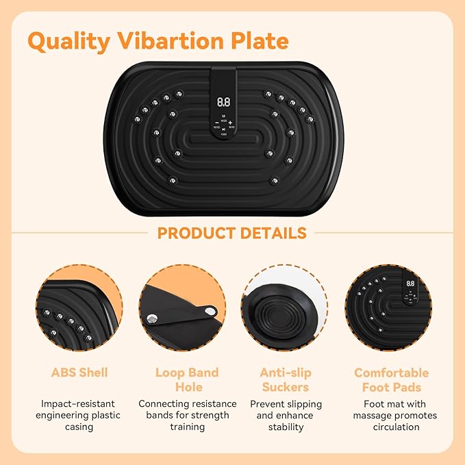 UCIN Vibration Plate Exercise Machine, Vibration Plate for Lymphatic Drainage, 330 Lbs Capacity Vibrating Plate for Weight Loss Home Fitness with Resistance Bands/Pilates Ball-StrideForce Fitness