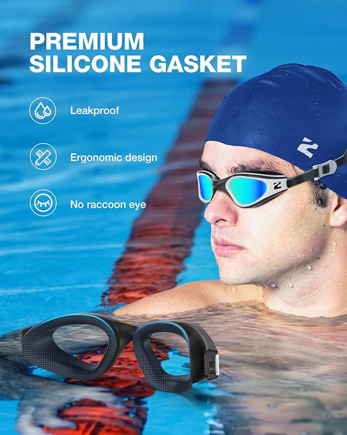 ZIONOR G1 Lite Swim Goggles with Swim Cap Comfortable Anti-fog Swimming Goggles Cap Set for Adult Men Women-StrideForce Fitness