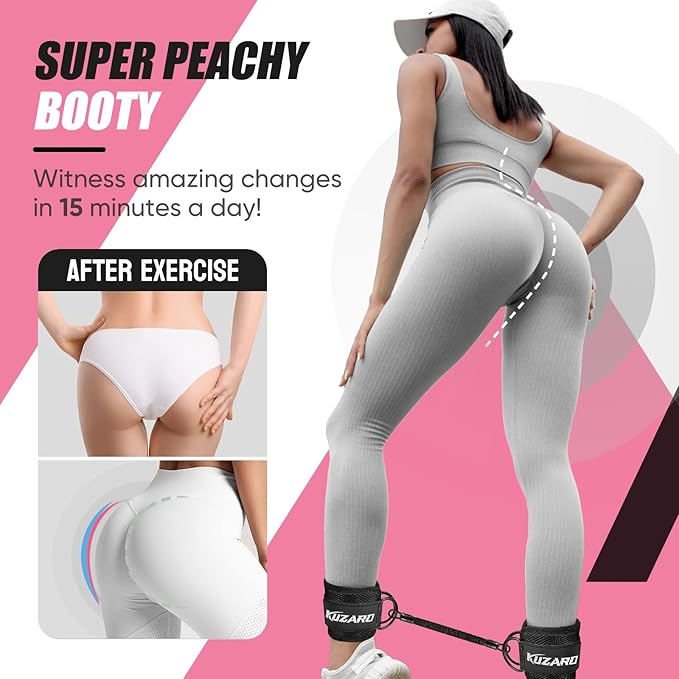 Ankle Resistance Bands with Cuffs for Working Out, Resistance Bands for Women, Exercise Bands for Leg and Glute, Booty Workout Equipment for Kickbacks, Butt and Hip Training, Ankle Weights Bands Set
