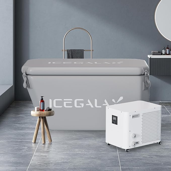 Angled Cold Plunge Tub Portable Ice Bath Tub for Athletes Fitness Recovery Water Chiller Compatible Cold Plunge Outdoor Ice Bathtub (Gray)-StrideForce Fitness