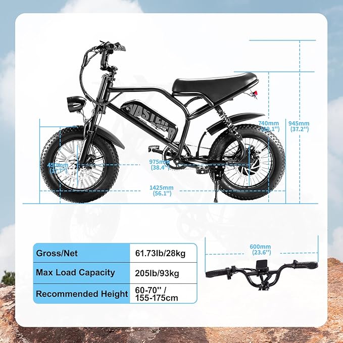 Electric Bike, 16'' Fat Tire eBike for Teens/Adults, 500W E-Bike with 36V/12.8Ah Removable Battery, 22MPH 45 Mile Range Commuting Electric Mountain Bike with Dual Dual Brakes-StrideForce Fitness