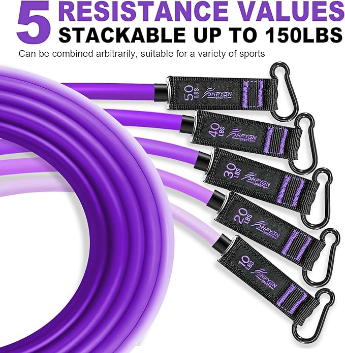 HPYGN Resistance Bands, Exercise Bands with Handles, Fitness Bands, Workout Bands with Door Anchor and Ankle Straps, for Heavy Resistance Training, Physical Therapy, Shape Body, Yoga, Home Workout Set-StrideForce Fitness