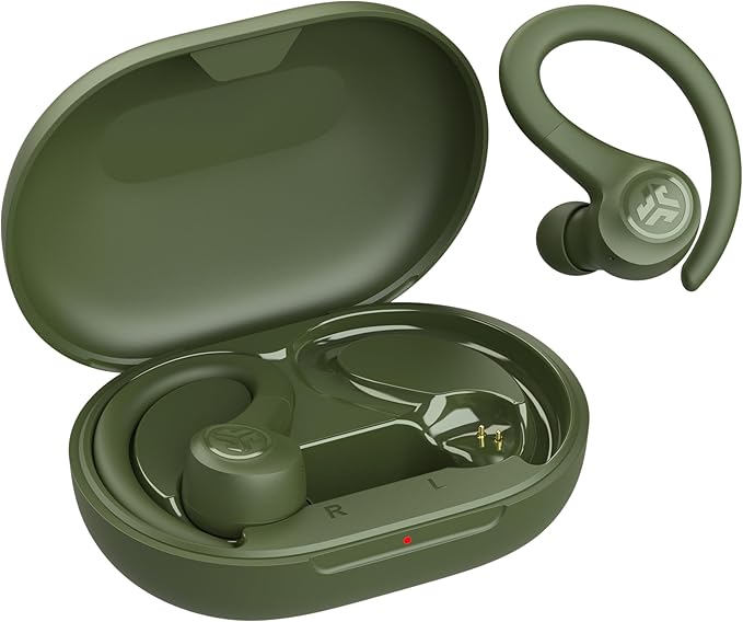 JLab Go Sport+ Wireless Workout Earbuds Featuring C3 Clear Calling, Secure Earhook Sport Design, 35+ Hour Bluetooth Playtime, and 3 EQ Sound Settings (Green)-StrideForce Fitness