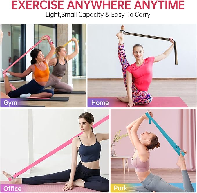 Yoga Exercise Adjustable Straps 8FT with Durable D-Ring for Pilates & Gym Workouts | Hold Poses, Stretch, Improve Flexibility & Maintain Balance-StrideForce Fitness