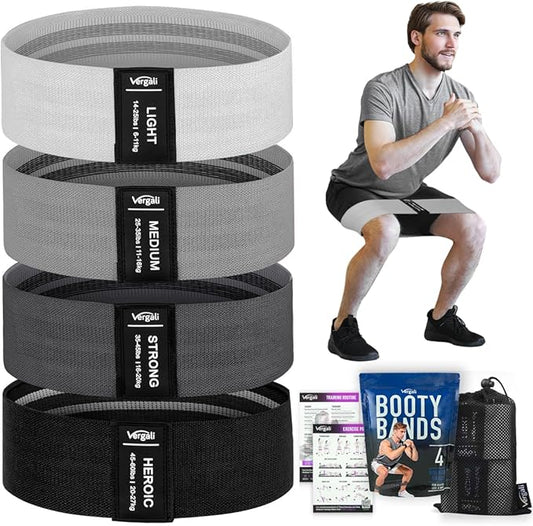 Resistance Bands for Working Out with Workout Bands Guide. 4 Booty Bands for Women Men Fabric Elastic Bands for Exercise Bands Resistance Bands for Legs Bands for Working Out Hip Thigh Glute Bands Set-StrideForce Fitness