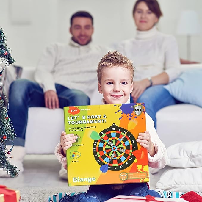Magnetic Dart Board w/ 12 Darts, Kids Dartboard Gifts, Safe Indoor Outdoor Games for Kids 8-12, Teen Gifts for 6 7 8 9 10 11 12 13 14 Year Old Boys Girls-StrideForce Fitness
