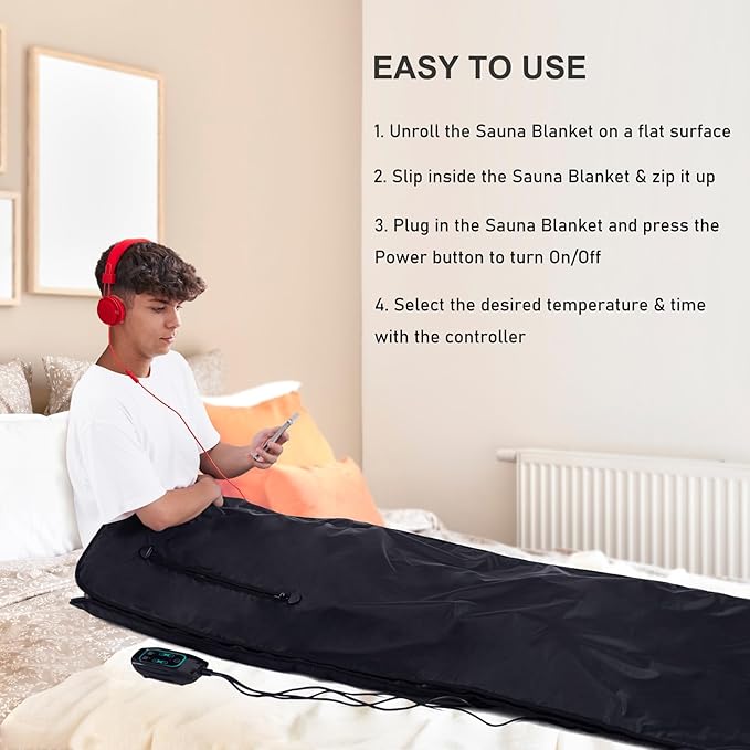 Portable Infrared Sauna Blanket for Home Relaxation Far Infrared Sauna Blanket Infrared Blanket Sauna with 86–158 °F Temp Range-StrideForce Fitness