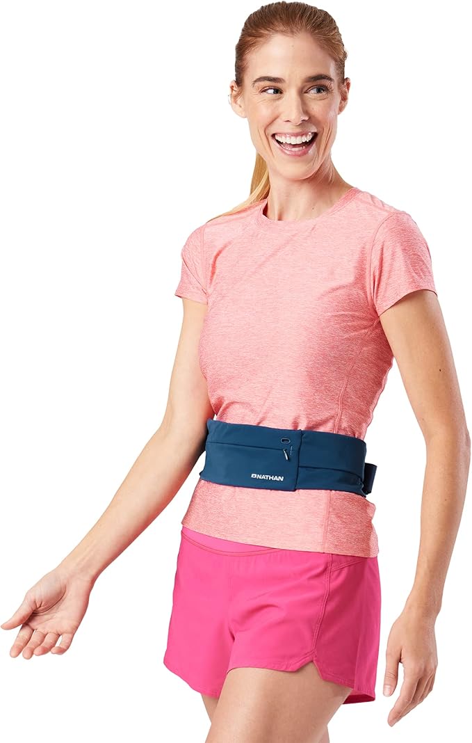 Nathan Running Belt Adjustable Fit Zipster, Zippered, Weather-Resistant Pocket & Two Quick-Stash Pockets for Running Gear, Running Fanny Pack, Walking, Hiking, Gym-StrideForce Fitness