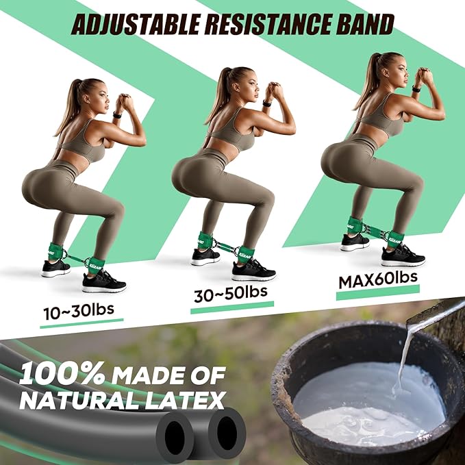 Ankle Resistance Bands with Cuffs for Working Out, Resistance Bands for Women, Exercise Bands for Leg and Glute, Booty Workout Equipment for Kickbacks, Butt and Hip Training, Ankle Weights Bands Set
