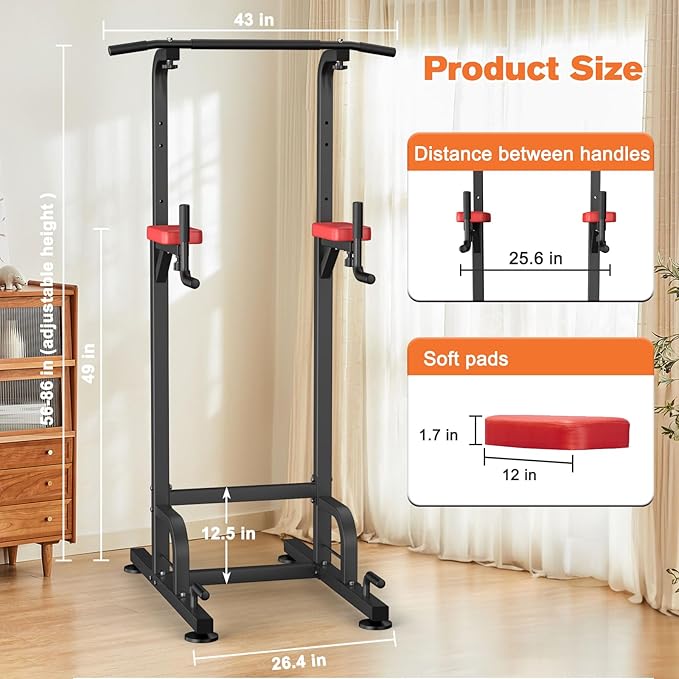 RELIFE REBUILD YOUR LIFE Power Tower Pull Up Bar Station Workout Dip Station for Home Gym Strength Training Fitness Equipment-StrideForce Fitness