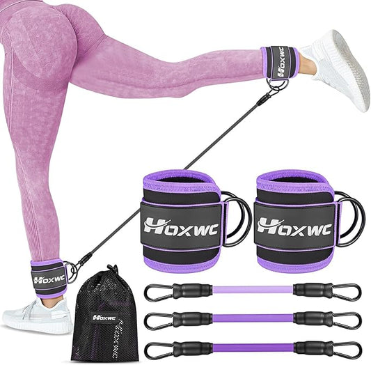Ankle Resistance Bands with Cuffs, Ankle Bands for Working Out, Ankle Resistance Band for Leg, Booty Workout Equipment for Kickbacks Hip Fitness Training, Exercise Bands for Butt Lift Women-StrideForce Fitness