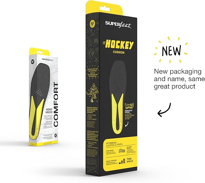 Superfeet Hockey Cushion Insoles - Foam Shoe Inserts for Skates - Professional Grade - Junior Skate Size 12-13