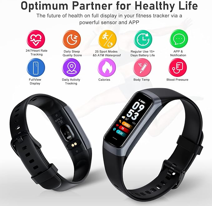 Fitness Tracker with Step Counter/Calories/Stopwatch Tracker,1.10''AMOLED Touch