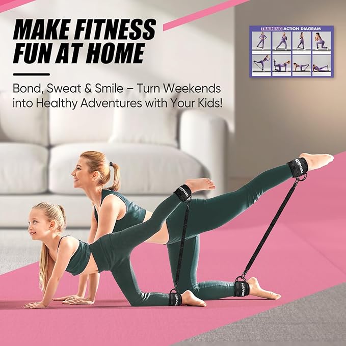 Ankle Resistance Bands with Cuffs for Working Out, Resistance Bands for Women, Exercise Bands for Leg and Glute, Booty Workout Equipment for Kickbacks, Butt and Hip Training, Ankle Weights Bands Set