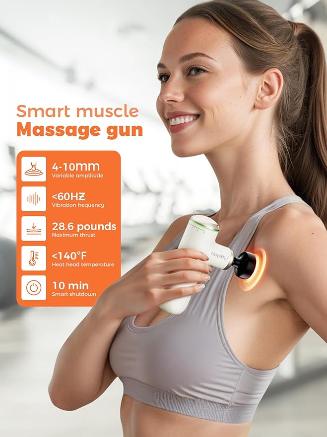 Mini Massage Gun Deep Tissue with Heat, Portable Percussion Muscle Massager for Pain Relief Muscle Relaxtion with Carry Case for Athletes & Home Use