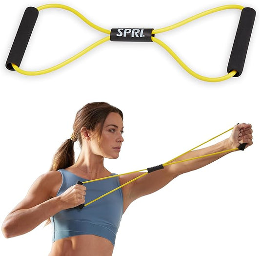 SPRI Ultra Toner Figure 8 Resistance Band with Padded Handles Great for Stretch, Exercise, Fitness Training, Yoga, Resistance Weights, Therapy, Gym or Home Workout Equipment.-StrideForce Fitness
