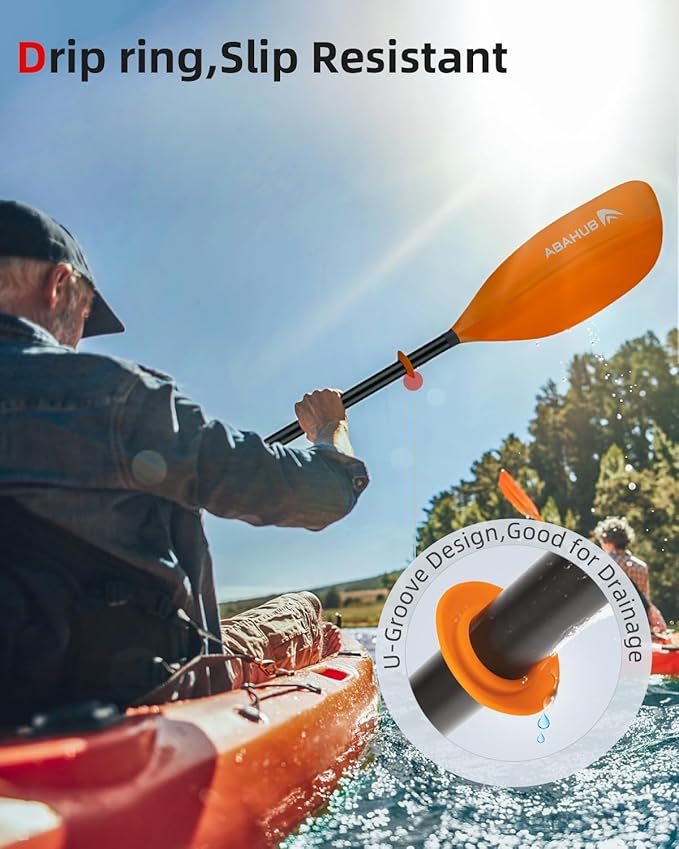 Abahub Adjustable Kayak Paddle 210-230 cm/ 230-250 cm Floating Kayaking Oars Boating Oars Canoeing Oars Black-StrideForce Fitness