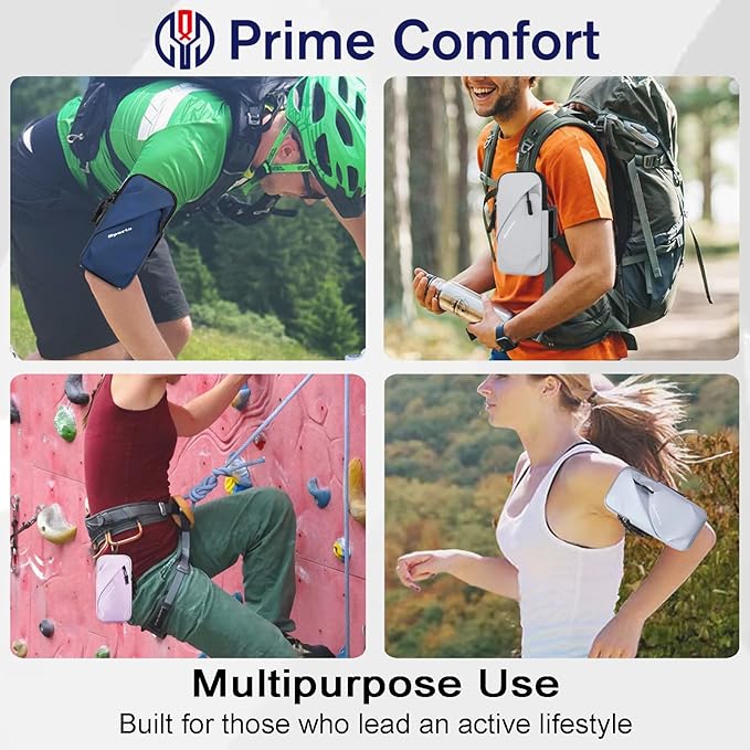 Cell Phone Carrier - Arm Band, Cross Body Bag, Holster for Women - Walking, Running - Light Blue-StrideForce Fitness