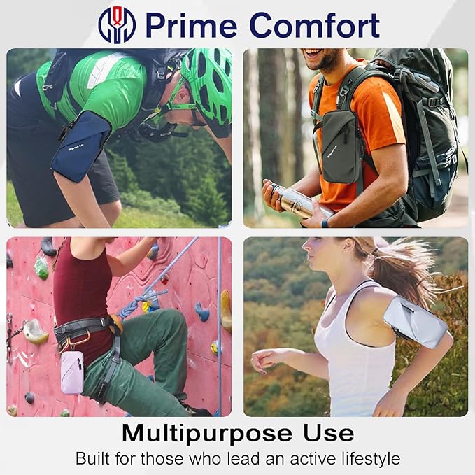 Phone Holder Arm Bands, Small Crossbody Shoulder Holsters Bag with Arm Band, Fits iPhone and All Cell Phones, Use for Running, Walking, Hiking & Biking (Plus Size Army Green)-StrideForce Fitness