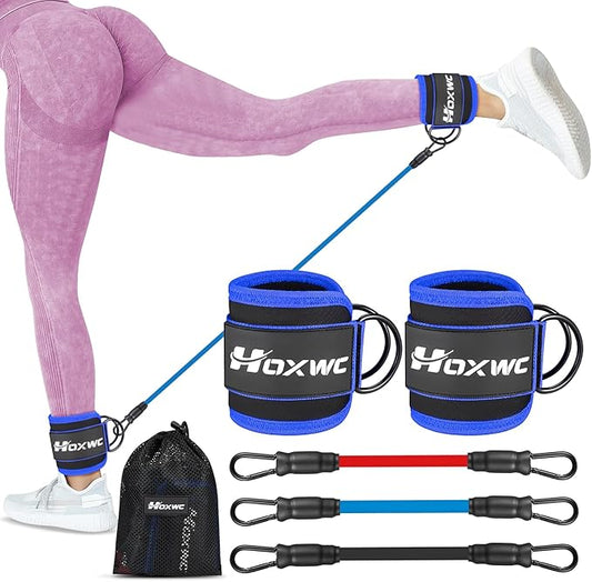 Ankle Resistance Bands with Cuffs, Ankle Bands for Working Out, Ankle Resistance Band for Leg, Booty Workout Equipment for Kickbacks Hip Fitness Training, Exercise Bands for Butt Lift Women-StrideForce Fitness