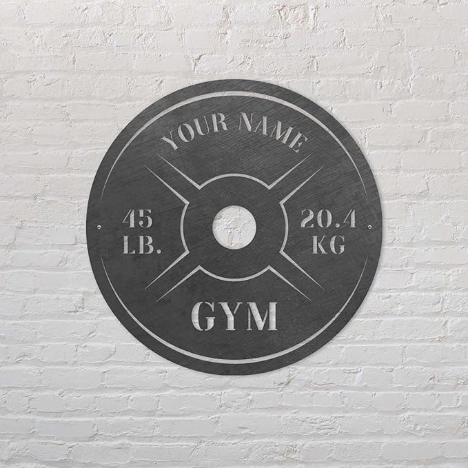 Personalized Home Gym LED Tin Metal Sign Multiple Sizes, Weight Lifting Exercise Workout Room Training Fitness Center Motivational Inspirational Quotes Decor Wall Art Hanging Accessories (11 w/o LED)-StrideForce Fitness