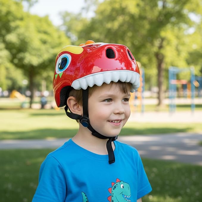 Dinosaur Bike Helmet for 1-3-5-8 Toddler Baby Kids, Lightweight Bicycle Helmet for Cycling Skateboard Roller Skate & Multi-Sports,2 Sizes for Boys and Girls-StrideForce Fitness