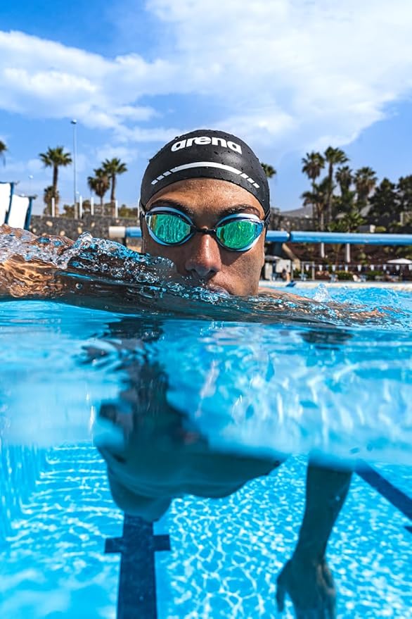 ARENA Unisex Python Racing Swim Goggles for Men and Women Anti-Fog No Leak Max Comfort Dual Strap, Mirror/Non-Mirror Lens-StrideForce Fitness