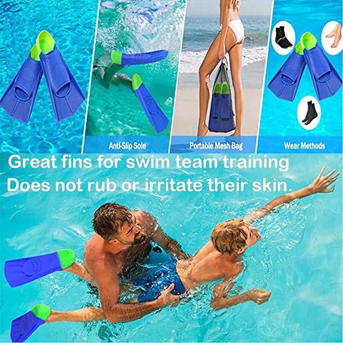 Kids Swim Fins,Short Comfortable Flippers for Lap Swimming and Training for Child,Girls,Boys,Beginners-StrideForce Fitness