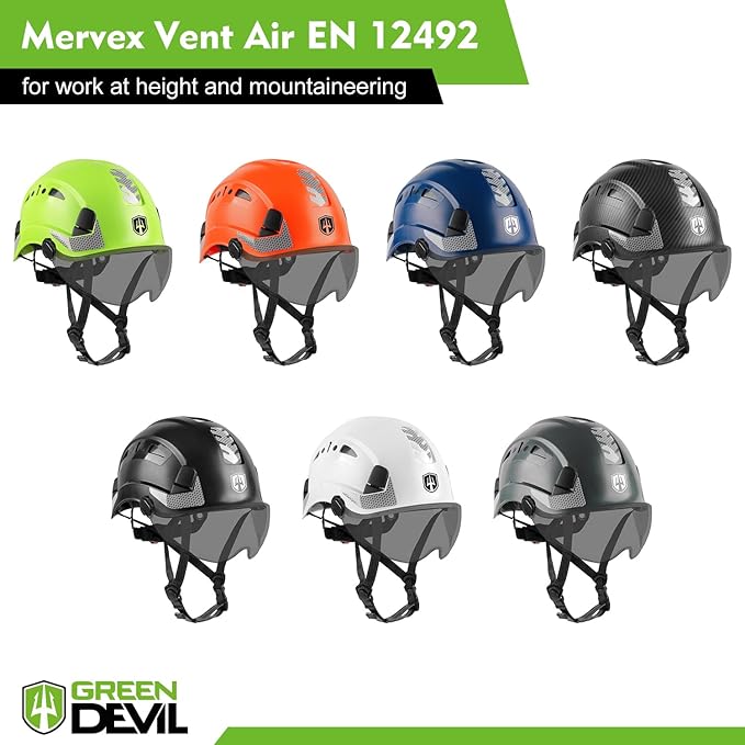 GREEN DEVIL Safety Helmet Hard Hat with Chin Strap Vented Lightweight Adjustable Hardhat for Men Women with Hi-Viz Design Ideal for Tree Climbing Work at Height-StrideForce Fitness