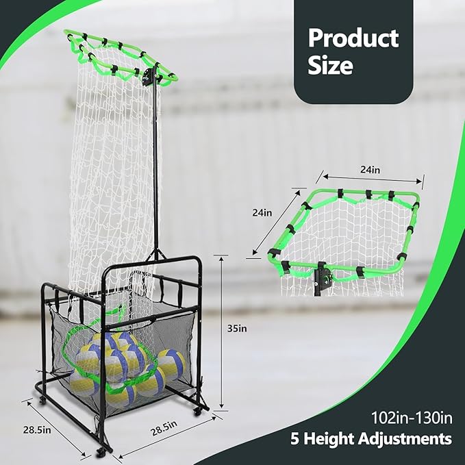 Volleyball Setter Trainer Net with Adjustable Height and Angle for Indoor and Outdoor Practice, Perfect Target Net for Setting, Serving, and Spiking Training Equipment-StrideForce Fitness